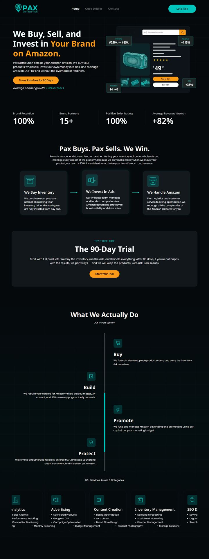 PAX Distribution homepage design