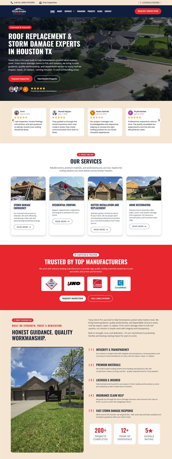 Texas Storm Pro homepage design