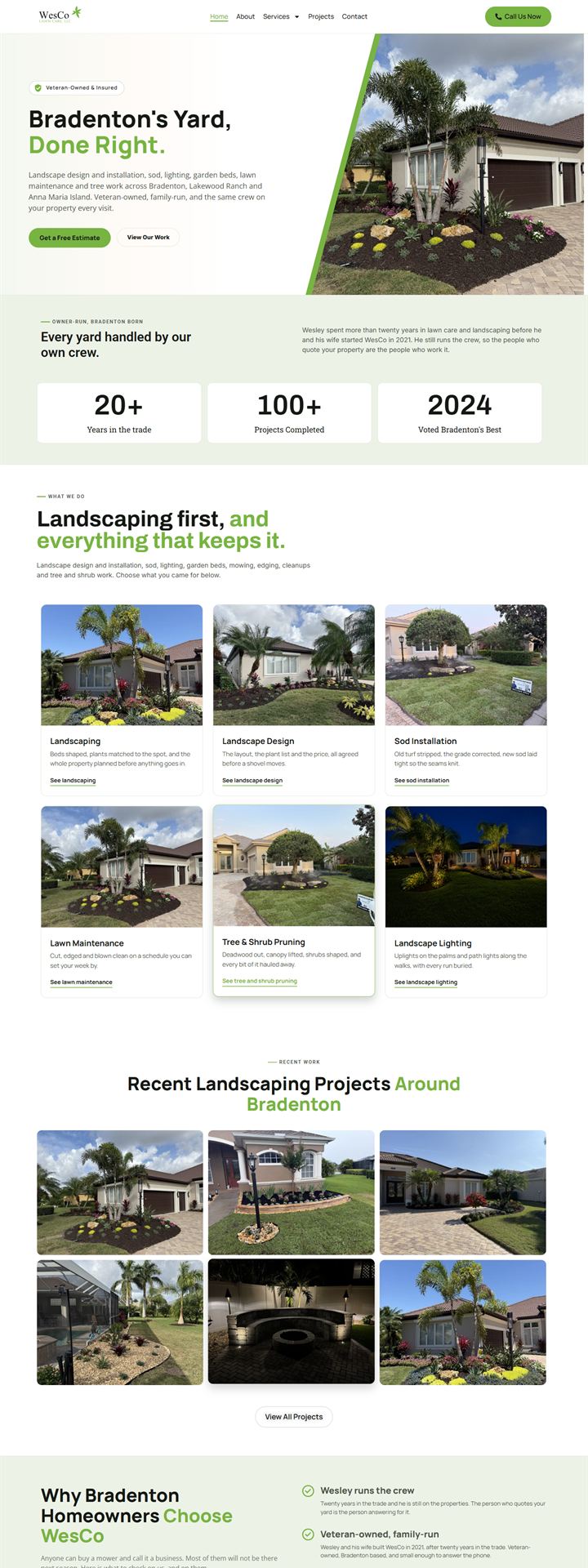 WesCo Lawn Care homepage design